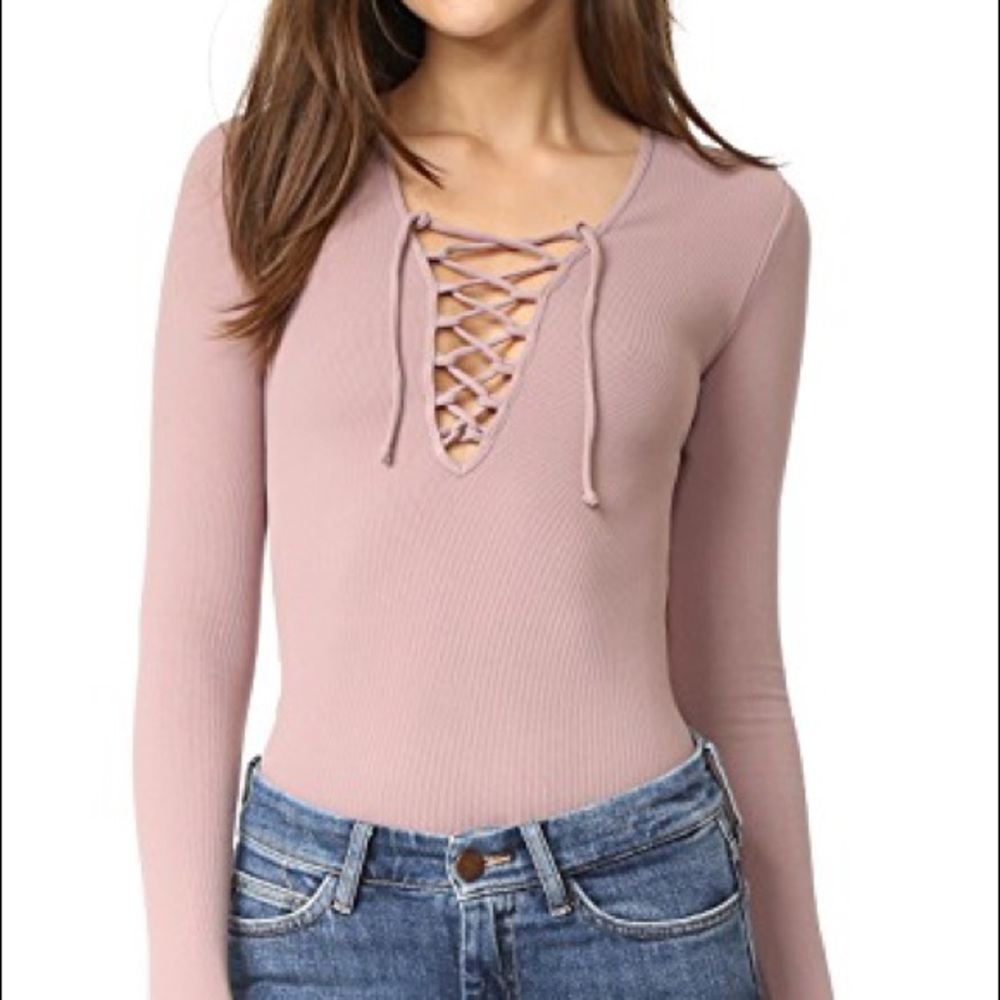 Free People XS Pink/Rose Lace Up Layering Top